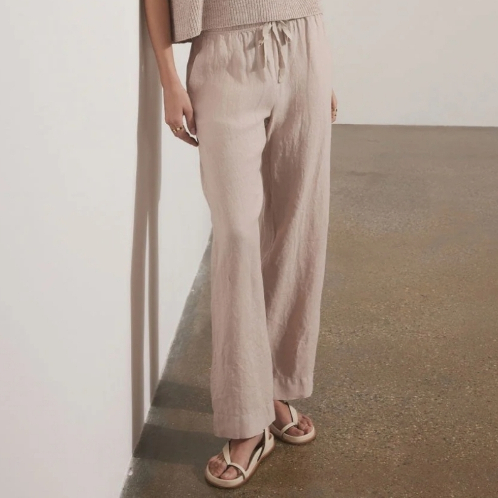 Velvet By Jenny Graham Pico Drawstring Linen Loungewear Pants Neutral Size XS